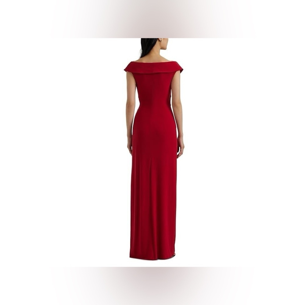 Lauren Ralph Lauren NWT Women's Red Jersey Off-the-Shoulder Gown - Picture 11 of 15